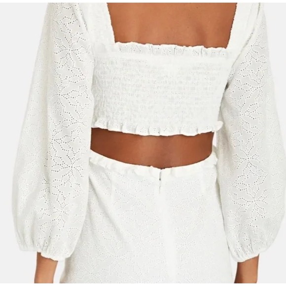 Veronica Beard NEW Denise Dress Sz 4 White Eyelet Cotton Smocked Mini Sun Dress - Picture 6 of 15